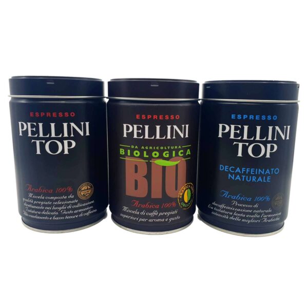 Pachet cafea macinata Pellini Top + Decaf+Bio 250g